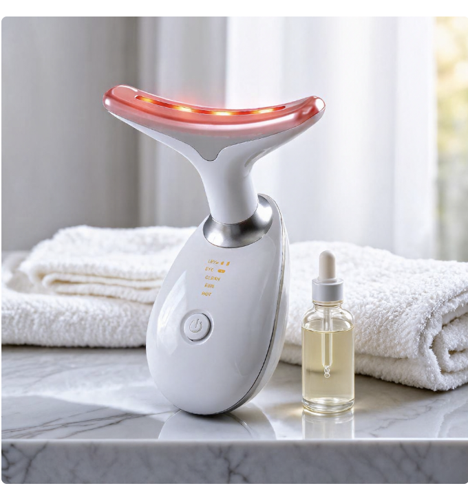 Quelnor device with serum and towels on marble counter